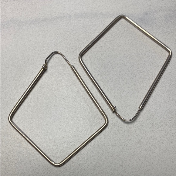 Jewelry - Diamond Shaped Sterling‎ Silver Hoop Earrings 925